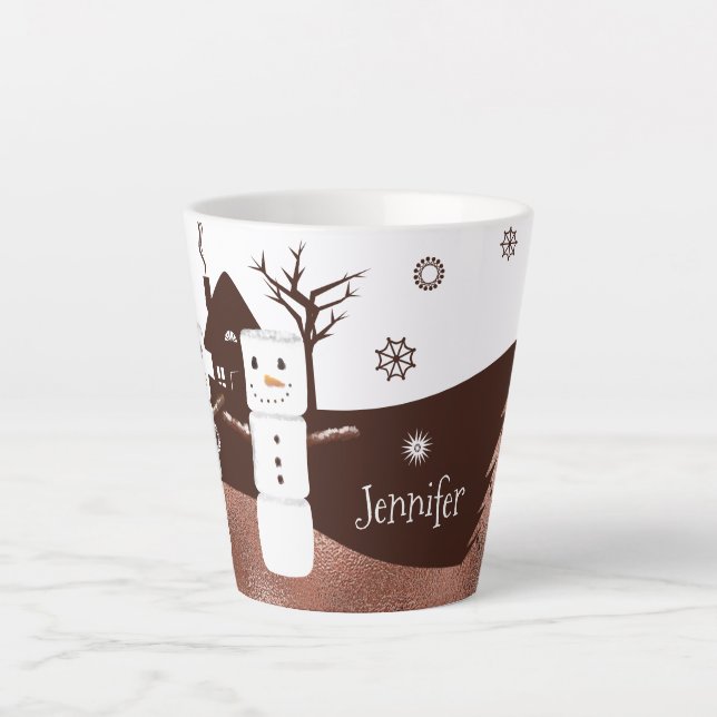 Chocolate Brown Personalised Christmas Mugs (Front)