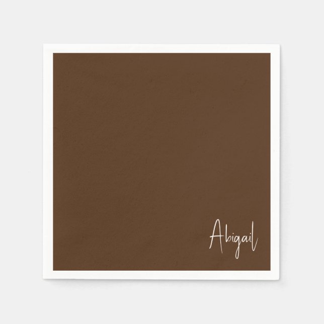 Chocolate Brown  Personalised Shower Cocktail Napkin (Front)