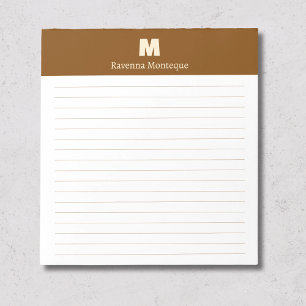 Chocolate Brown Personalized Monogram Name Lined Notepad
