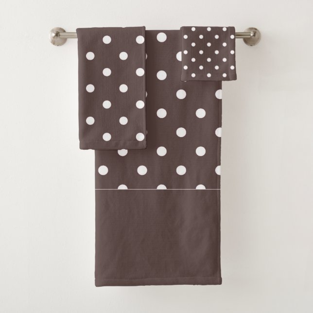 Chocolate Brown Polka Dots Bath Towel Set (Insitu)