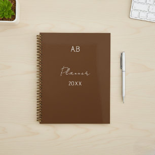 Chocolate Brown Professional Planner with name