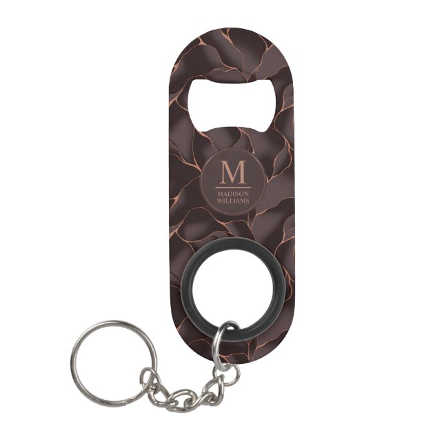 Chocolate Brown & Rose Gold Abstract Wave Pattern (Front)
