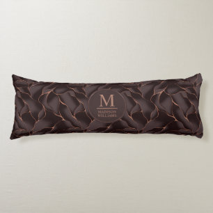 Chocolate Brown & Rose Gold Abstract Wave Pattern Body Cushion