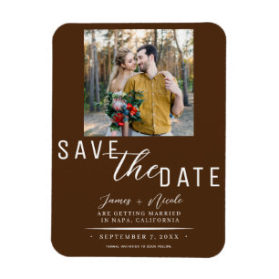 Chocolate Brown Save the Date Photo Wedding Magnet