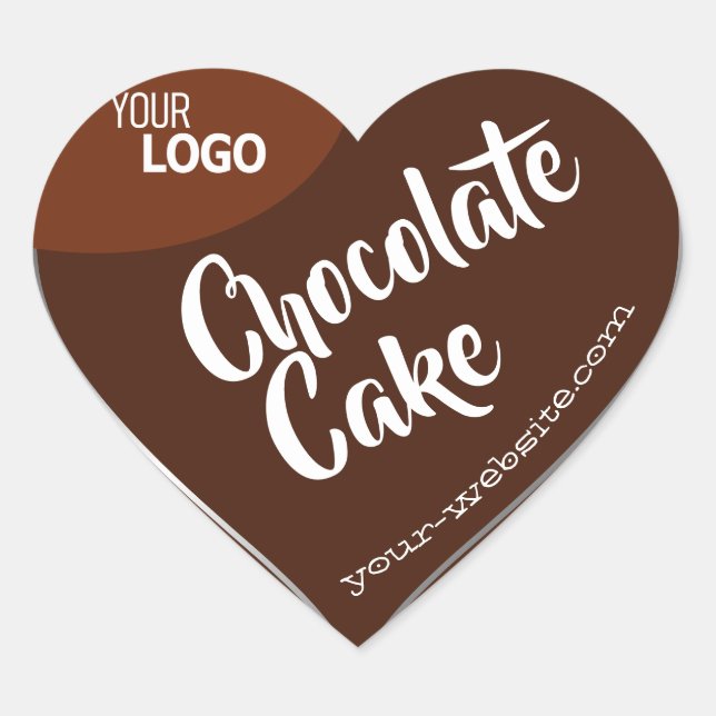 Chocolate Brown Silver Frame Logo Template Baking Heart Sticker (Front)