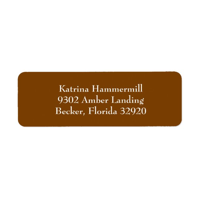 Chocolate Brown Simple Plain Return Address Labels (Front)