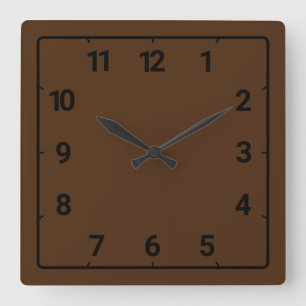 Chocolate brown square wall clock