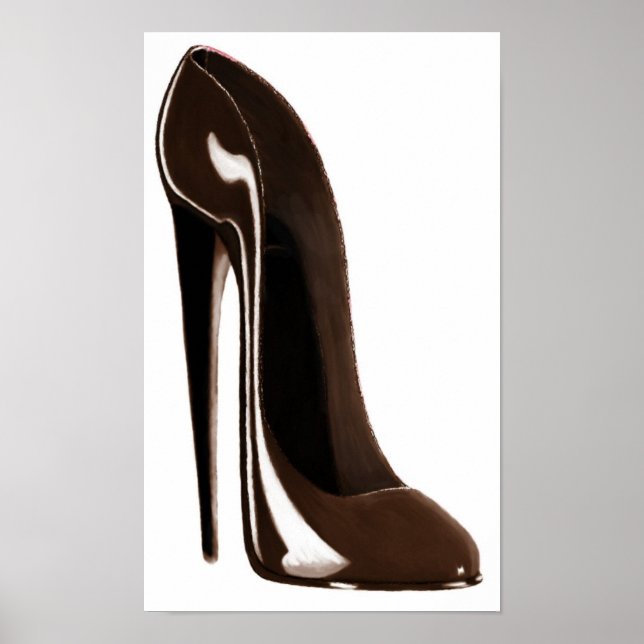 Chocolate Brown Stiletto Shoe Print (Front)
