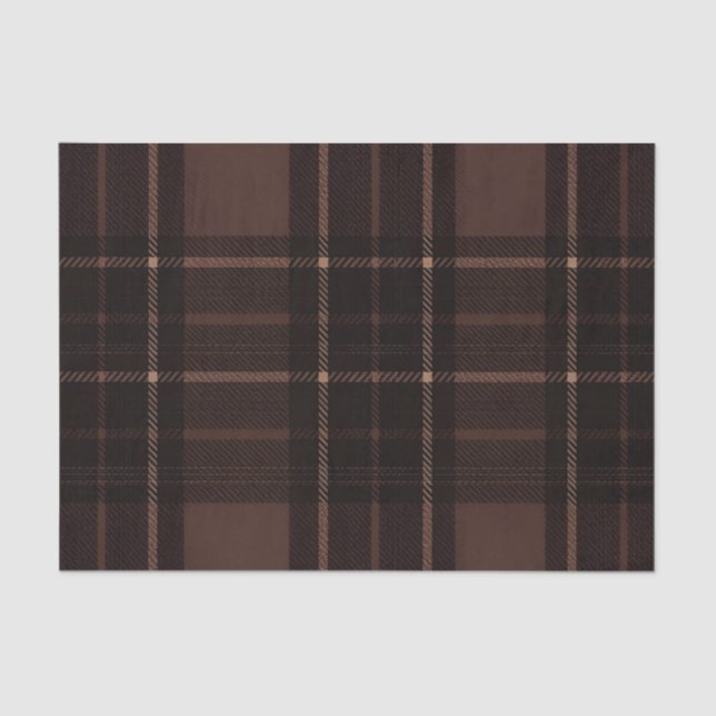 Chocolate Brown Tartan Tissue Paper (Front)