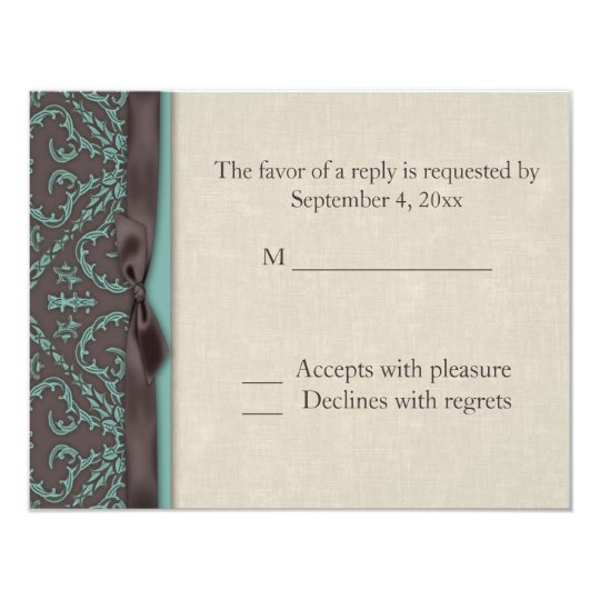 Chocolate Brown Turquoise RSVP Card
