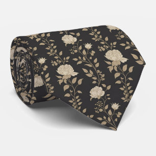 Chocolate Brown Vintage Rose Tie
