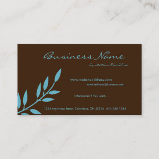 Chocolate Brown w/Blue Vine/Leaves Business Cards