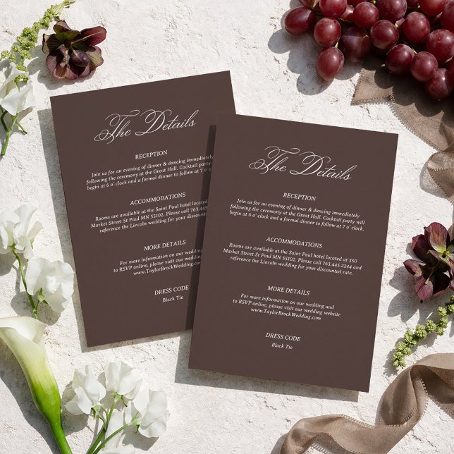 Chocolate Brown Wedding Details Enclosure Card (Creator Uploaded)