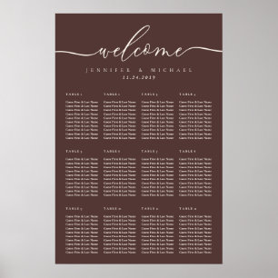Chocolate Brown Welcome Wedding Placing Seating Poster