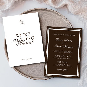Chocolate Brown We're Getting Married Wedding Invitation