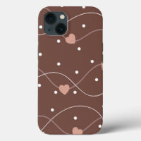 Chocolate Brown with Pink Hearts Pattern