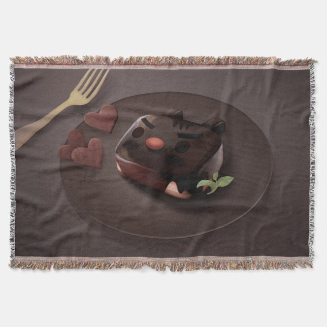 Chocolate Brownie Illustration Throw Blanket (Front)
