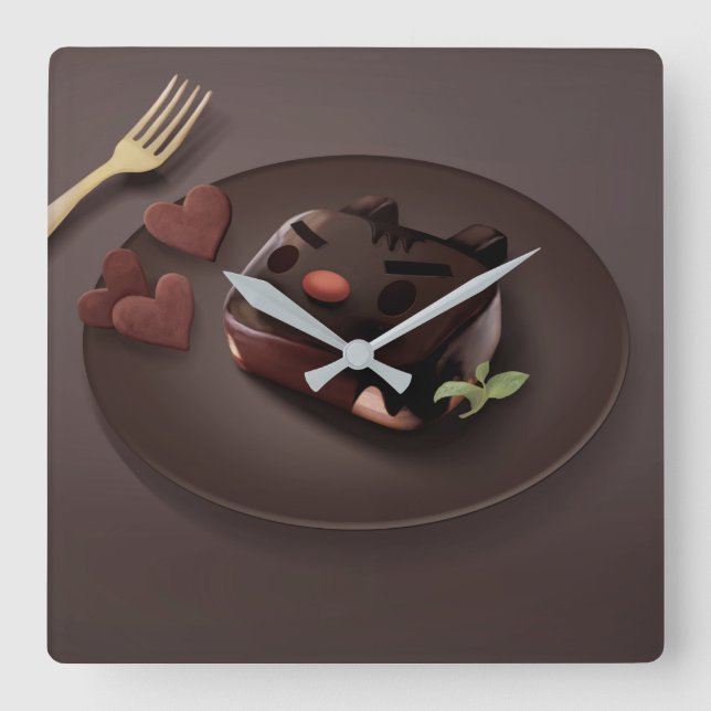 Chocolate Brownie Square Wall Clock (Front)
