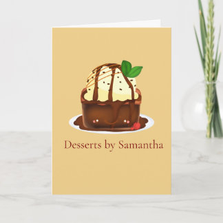 Chocolate Brownie With Vanilla Ice Cream Card