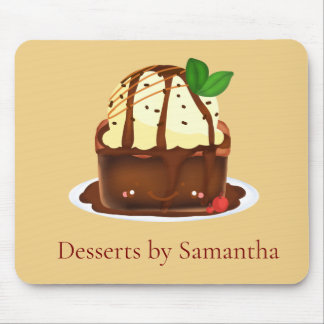 Chocolate Brownie With Vanilla Ice Cream Mouse Mat
