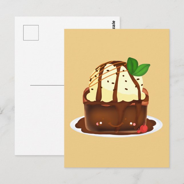 Chocolate Brownie With Vanilla Ice Cream Postcard (Front/Back)