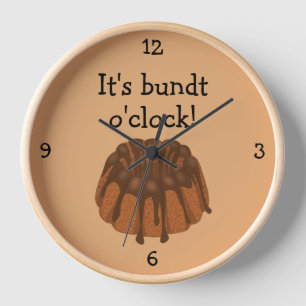 Chocolate Bundt O'Clock cake themed custom kitchen Clock