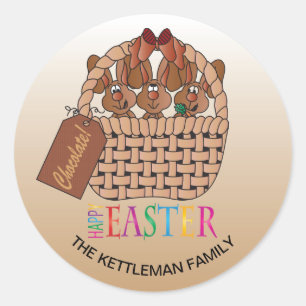 Chocolate Bunnies in a Basket Classic Round Sticker