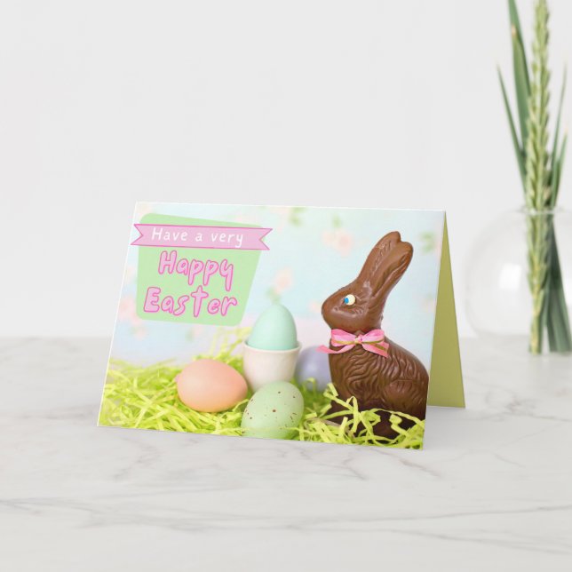 Chocolate Bunny Happy Easter Card (Front)