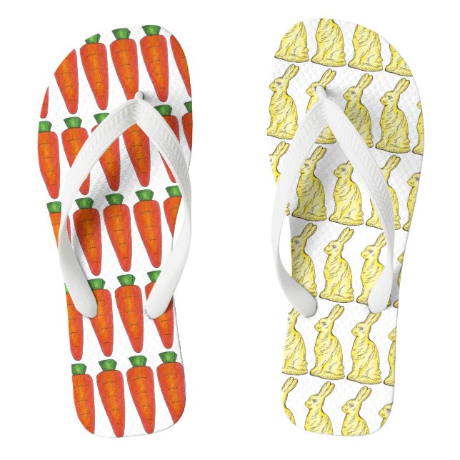 Chocolate Bunny Rabbit Carrot Easter Basket Candy Flip Flops (Footbed)