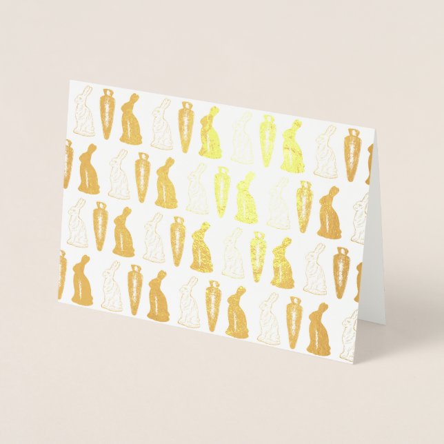 Chocolate Bunny Rabbit Carrot Easter Candy Bunnies Foil Card (Front)