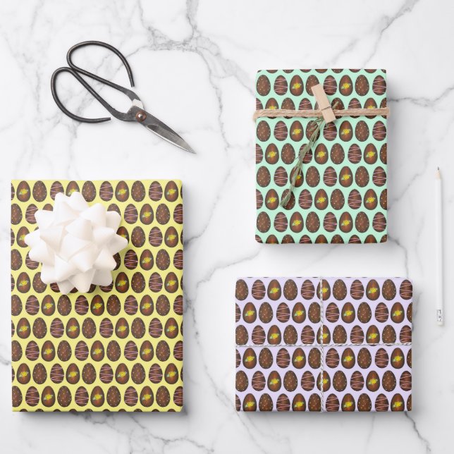 Chocolate Buttercream Easter Basket Egg Candy Wrapping Paper Sheet (Front)