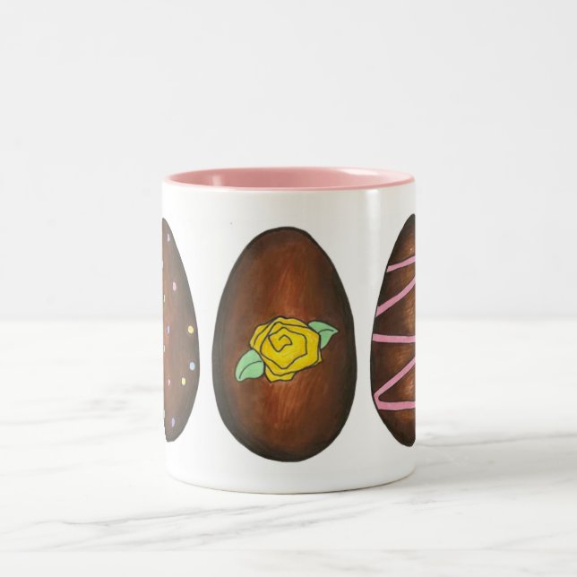Chocolate Buttercream Easter Creme Egg Candy Two-Tone Coffee Mug (Center)