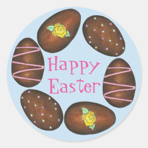 Chocolate Buttercream Happy Easter Egg Candy Eggs Classic Round Sticker