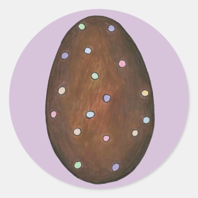 Chocolate Buttercream Polka Dot Easter Egg Candy Classic Round Sticker (Front)