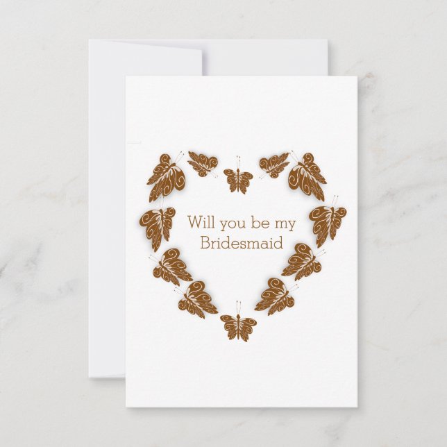 Chocolate Butterflies Design Bridesmaid Request Invitation (Front)