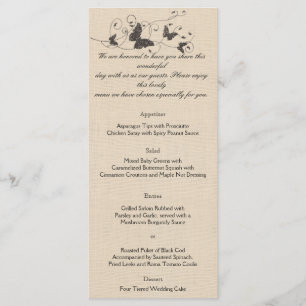 Chocolate Butterflies on Ecru Wedding Menu