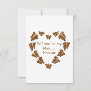 Chocolate Butterfly Design Maid Of Honour Request Invitation