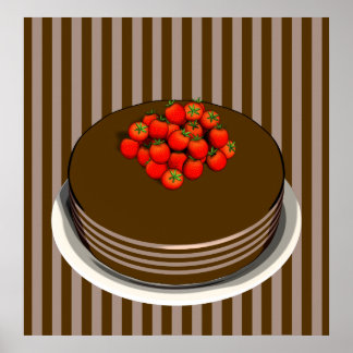Chocolate Cake and Strawberries POSTER