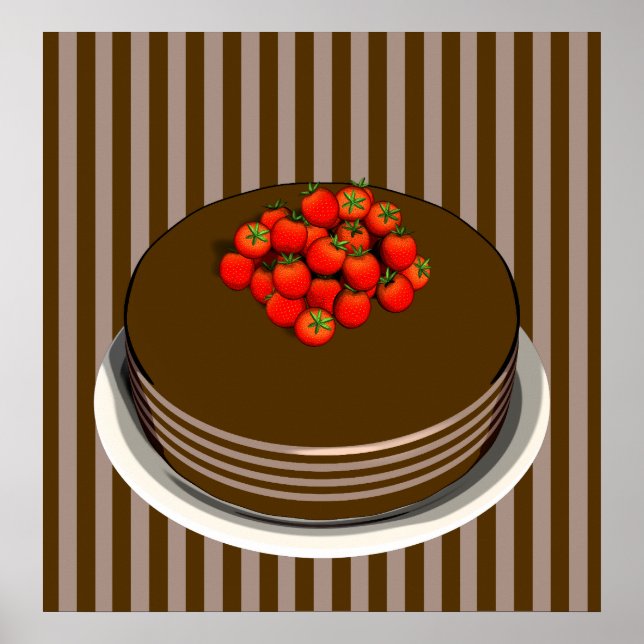 Chocolate Cake and Strawberries POSTER (Front)