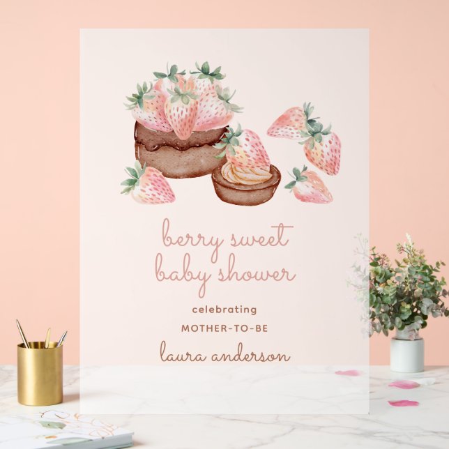 Chocolate Cake Berry Sweet Baby Shower Acrylic Sign (Wedding)