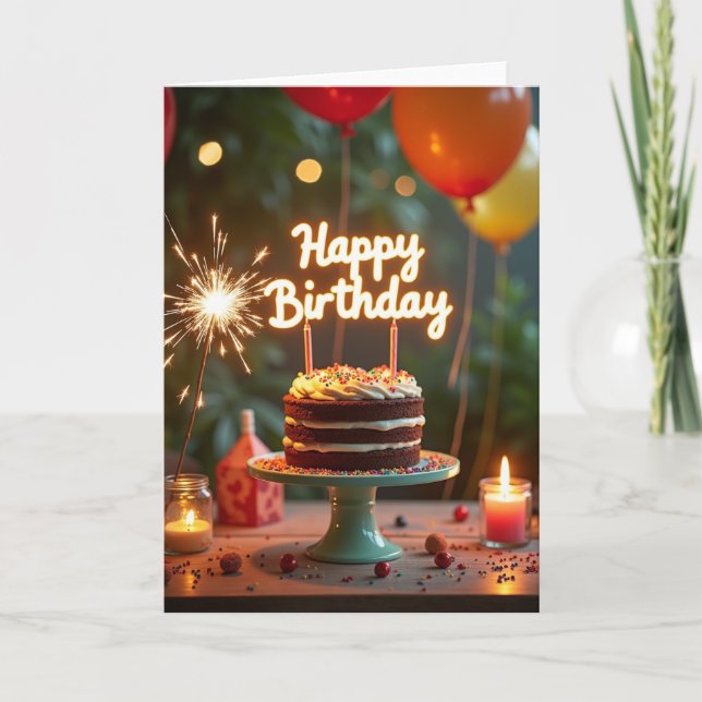 Chocolate Cake Birthday Card (Front)