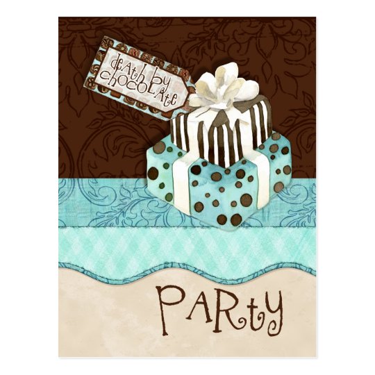 Chocolate Cake Birthday Party Invitation Postcard