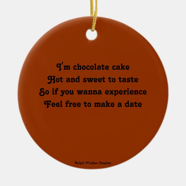 Chocolate cake ceramic tree decoration (Front)