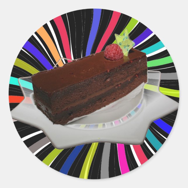 Chocolate cake classic round sticker (Front)