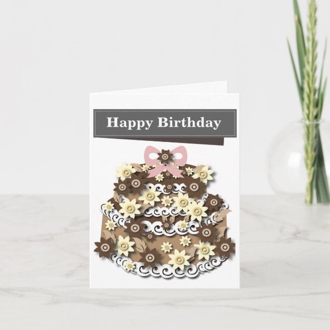 Chocolate Cake Editable Birthday  Card (Front)