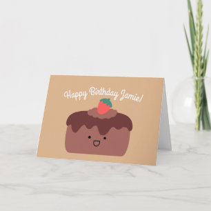 Chocolate Cake   Happy Birthday Greeting Folded Card