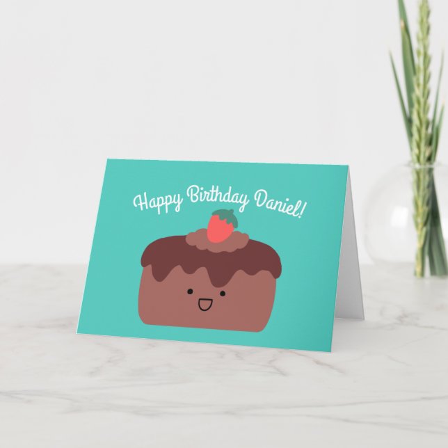 Chocolate Cake | Happy Birthday Greeting Folded Card (Front)