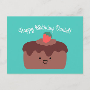 Chocolate Cake Happy Birthday Greeting Postcard