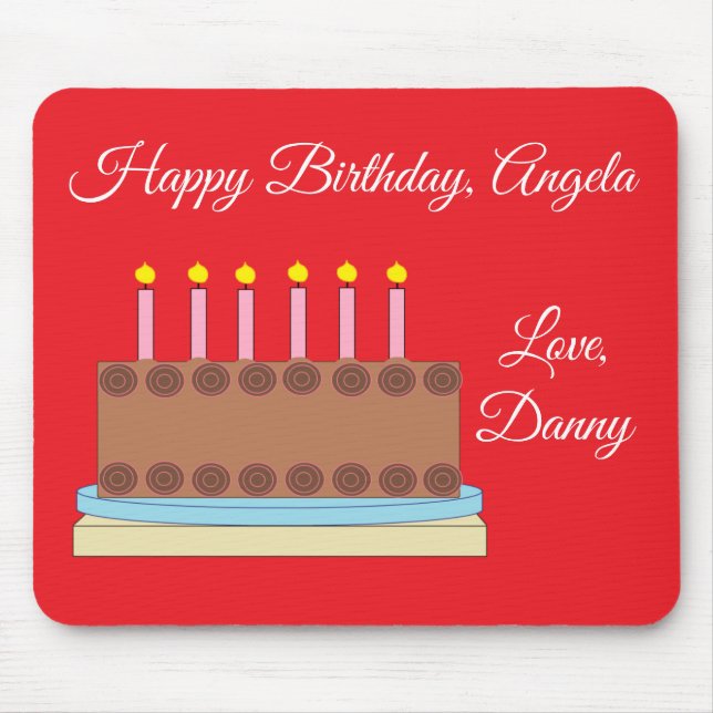 Chocolate Cake & Happy Birthday  Mouse Mat (Front)