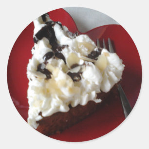 Chocolate Cake Heart Plate Classic Round Sticker